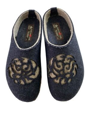 Haflinger Amaya felt clog floral cutout women's size 41